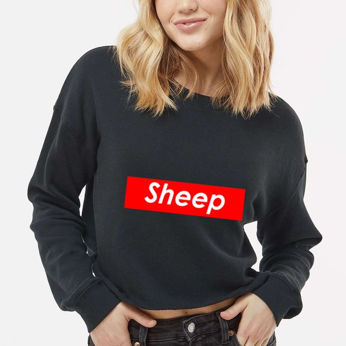 Sheep Red Box Logo Cropped Pullover Crew