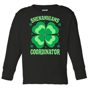 Shenanigan Coordinator Shamrock Clover Toddler Long Sleeve Shirt