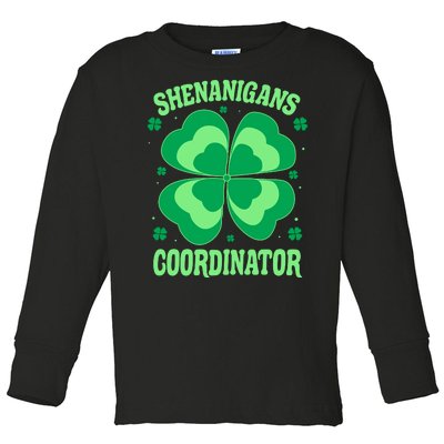 Shenanigan Coordinator Shamrock Clover Toddler Long Sleeve Shirt