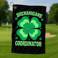 Shenanigan Coordinator Shamrock Clover Golf Towel