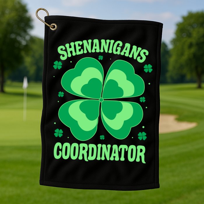 Shenanigan Coordinator Shamrock Clover Golf Towel