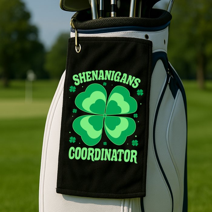 Shenanigan Coordinator Shamrock Clover Golf Towel