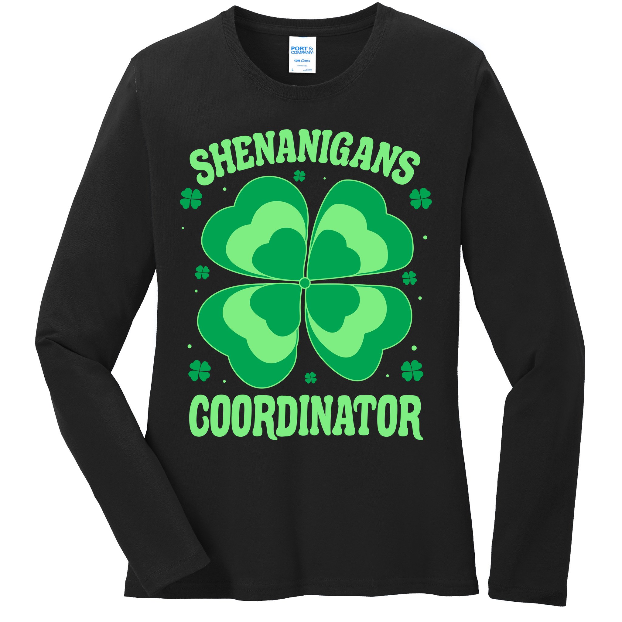 Shenanigan Coordinator Shamrock Clover Ladies Long Sleeve Shirt
