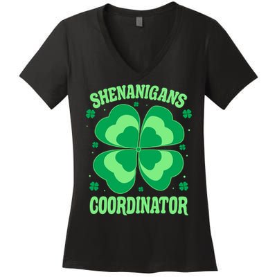 Shenanigan Coordinator Shamrock Clover Women's V-Neck T-Shirt