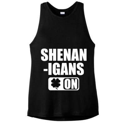 Shenanigans On Drink Mode St. Patrick's Day Clover Ladies PosiCharge Tri-Blend Wicking Tank