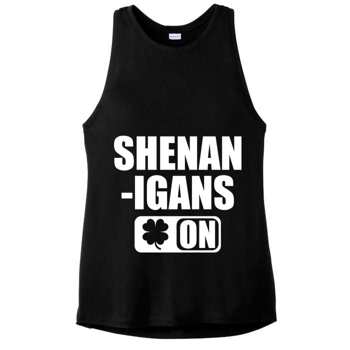 Shenanigans On Drink Mode St. Patrick's Day Clover Ladies PosiCharge Tri-Blend Wicking Tank