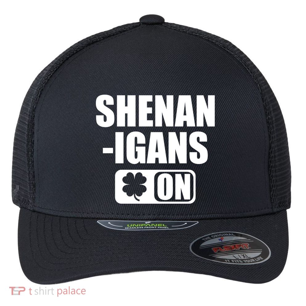 Shenanigans On Drink Mode St. Patrick's Day Clover Flexfit Unipanel Trucker Cap