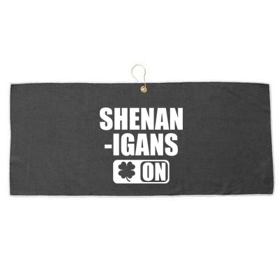 Shenanigans On Drink Mode St. Patrick's Day Clover Large Microfiber Waffle Golf Towel