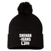 Shenanigans On Drink Mode St. Patrick's Day Clover Pom Pom 12in Knit Beanie