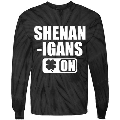 Shenanigans On Drink Mode St. Patrick's Day Clover Tie-Dye Long Sleeve Shirt