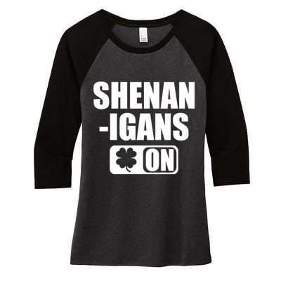 Shenanigans On Drink Mode St. Patrick's Day Clover Women's Tri-Blend 3/4-Sleeve Raglan Shirt