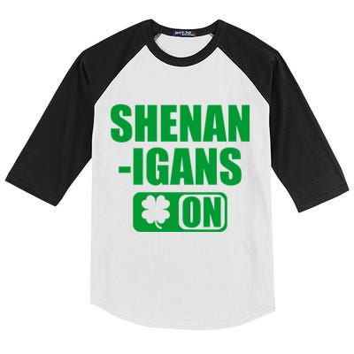 Shenanigans On Drink Mode St. Patrick's Day Clover Kids Colorblock Raglan Jersey