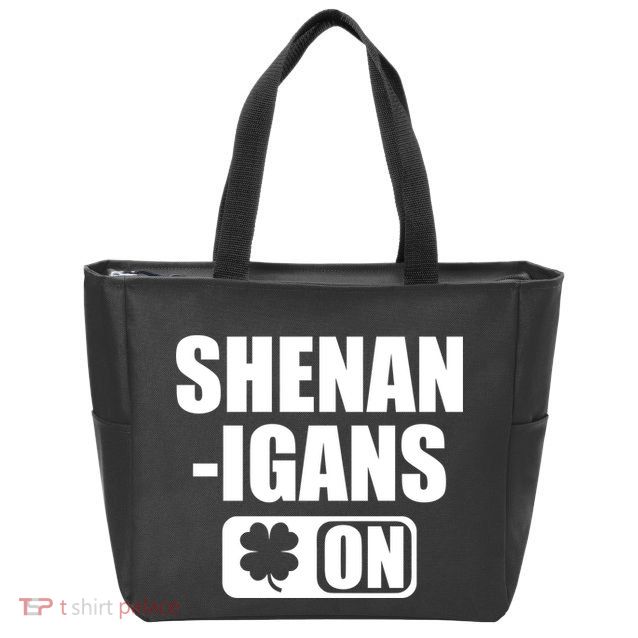 Shenanigans On Drink Mode St. Patrick's Day Clover Zip Tote Bag