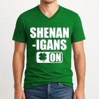 Shenanigans On Drink Mode St. Patrick's Day Clover V-Neck T-Shirt