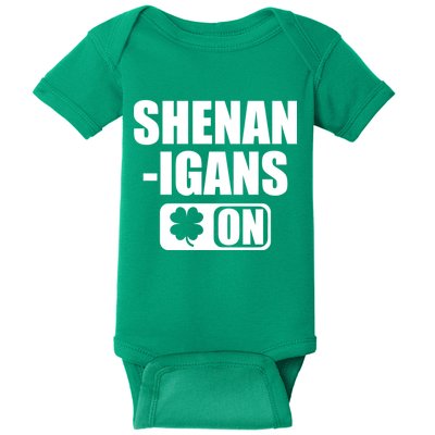 Shenanigans On Drink Mode St. Patrick's Day Clover Baby Bodysuit