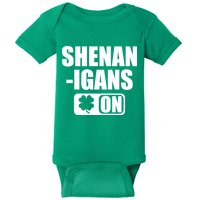 Shenanigans On Drink Mode St. Patrick's Day Clover Baby Bodysuit