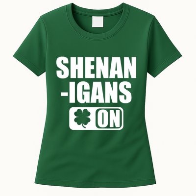 Shenanigans On Drink Mode St. Patrick's Day Clover Womens T-Shirt
