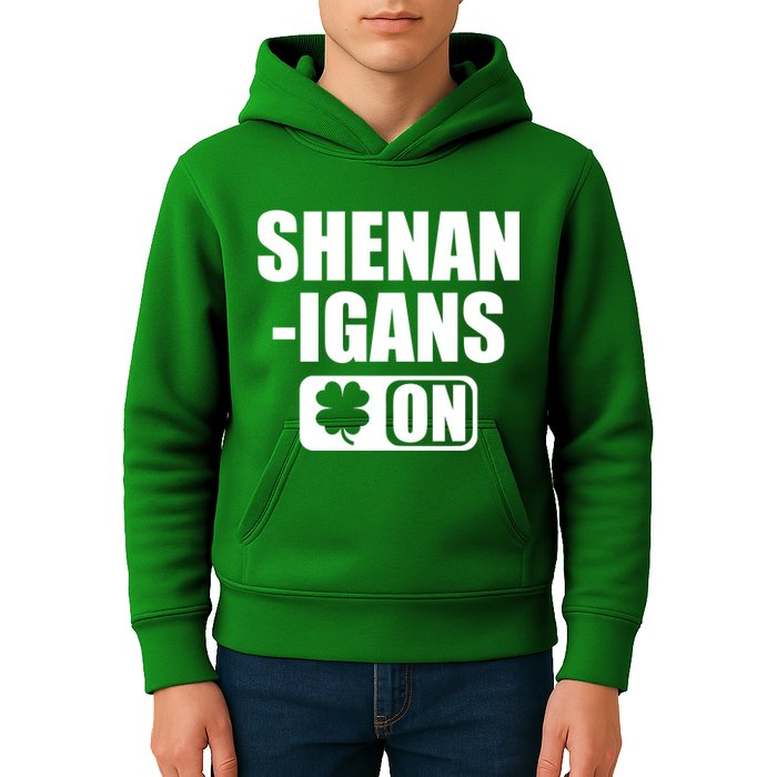 Shenanigans On Drink Mode St. Patrick's Day Clover Kids Hoodie