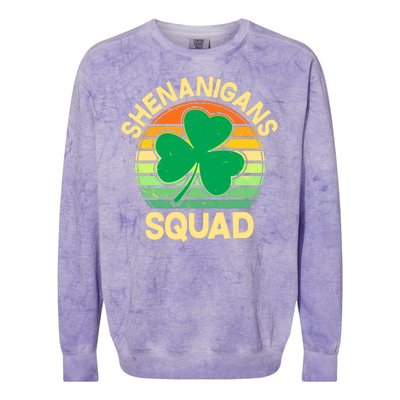 Shenanigans Squad Shamrock St Patricks Day Colorblast Crewneck Sweatshirt