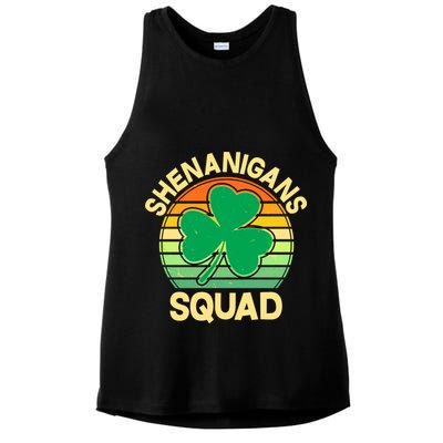 Shenanigans Squad Shamrock St Patricks Day Ladies PosiCharge Tri-Blend Wicking Tank