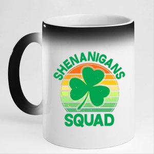 Shenanigans Squad Shamrock St Patricks Day 11oz Black Color Changing Mug