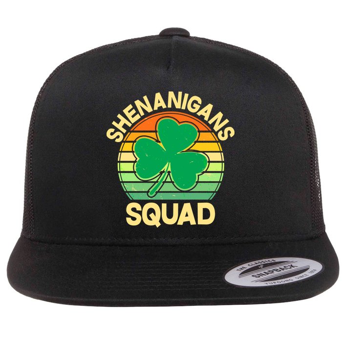 Shenanigans Squad Shamrock St Patricks Day Flat Bill Trucker Hat