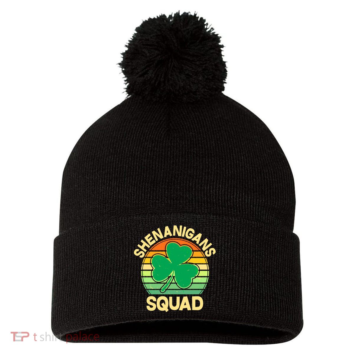 Shenanigans Squad Shamrock St Patricks Day Pom Pom 12in Knit Beanie