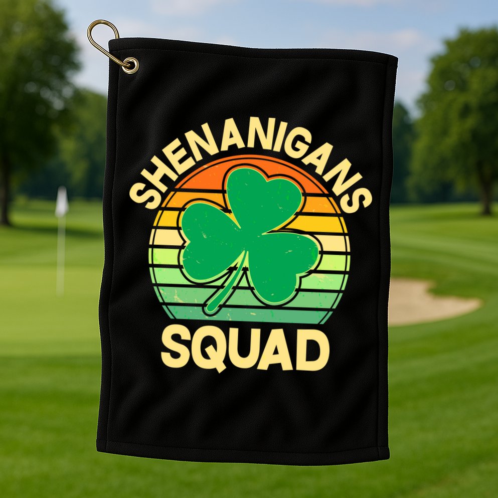 Shenanigans Squad Shamrock St Patricks Day Golf Towel