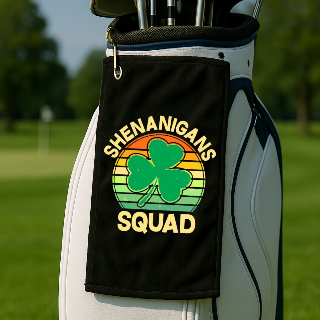Shenanigans Squad Shamrock St Patricks Day Golf Towel