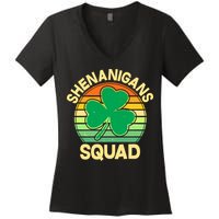 Shenanigans Squad Shamrock St Patricks Day Women's V-Neck T-Shirt