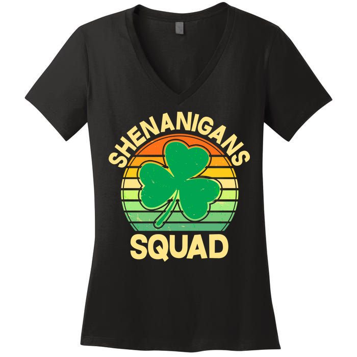 Shenanigans Squad Shamrock St Patricks Day Women's V-Neck T-Shirt