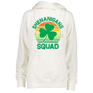 Shenanigans Squad Shamrock St Patricks Day Womens Funnel Neck Pullover Hood