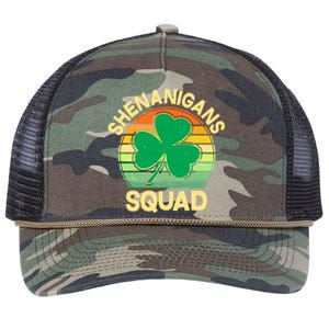 Shenanigans Squad Shamrock St Patricks Day Retro Rope Trucker Hat Cap