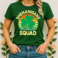 Shenanigans Squad Shamrock St Patricks Day Womens T-Shirt