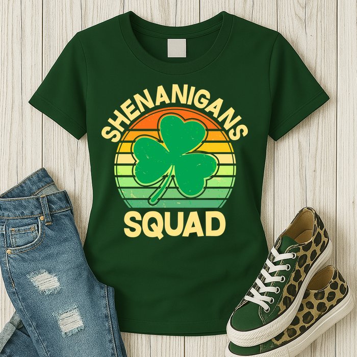 Shenanigans Squad Shamrock St Patricks Day Womens T-Shirt