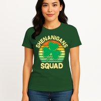 Shenanigans Squad Shamrock St Patricks Day Womens T-Shirt