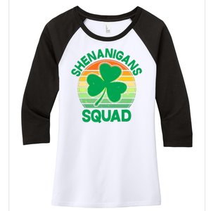 Shenanigans Squad Shamrock St Patricks Day Women's Tri-Blend 3/4-Sleeve Raglan Shirt