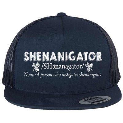 Shenanigator A Person Who Instigates Shenanigans Flat Bill Trucker Hat