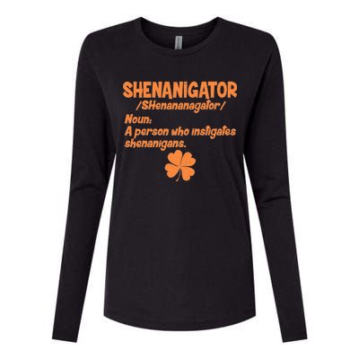 Shenanigator Definition Person Instigates Shenanigans  Womens Cotton Relaxed Long Sleeve T-Shirt