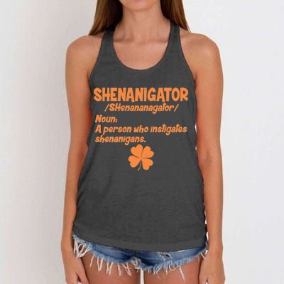 Shenanigator Definition Person Instigates Shenanigans  Women's Knotted Racerback Tank