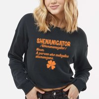 Shenanigator Definition Person Instigates Shenanigans  Cropped Pullover Crew