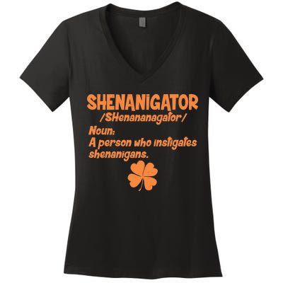 Shenanigator Definition Person Instigates Shenanigans  Women's V-Neck T-Shirt