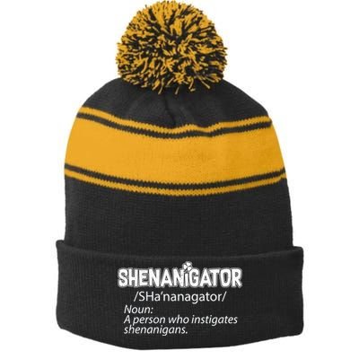 Shenanigator Funny St. Patrick's Day Stripe Pom Pom Beanie