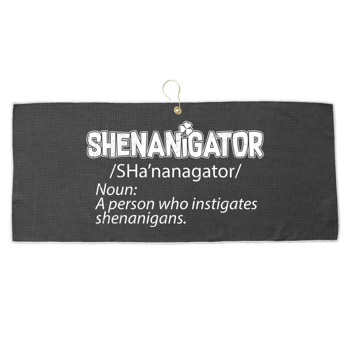 Shenanigator Funny St. Patrick's Day Large Microfiber Waffle Golf Towel