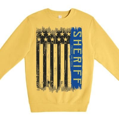 Sheriff American Flag Protect And Serve Premium Crewneck Sweatshirt