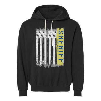 Sheriff American Flag Protect And Serve Garment-Dyed Fleece Hoodie