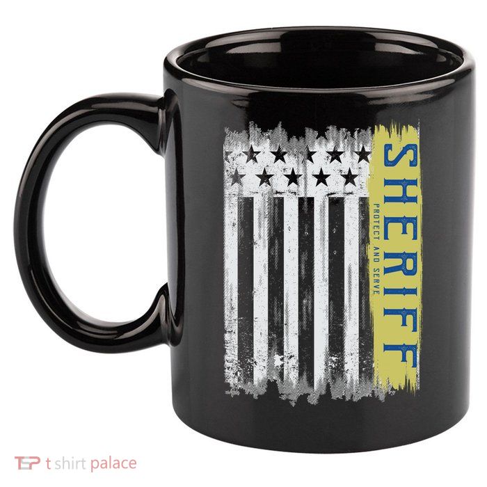 Sheriff American Flag Protect And Serve 11oz C Handle Ceramic Mug