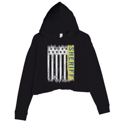 Sheriff American Flag Protect And Serve Crop Fleece Hoodie