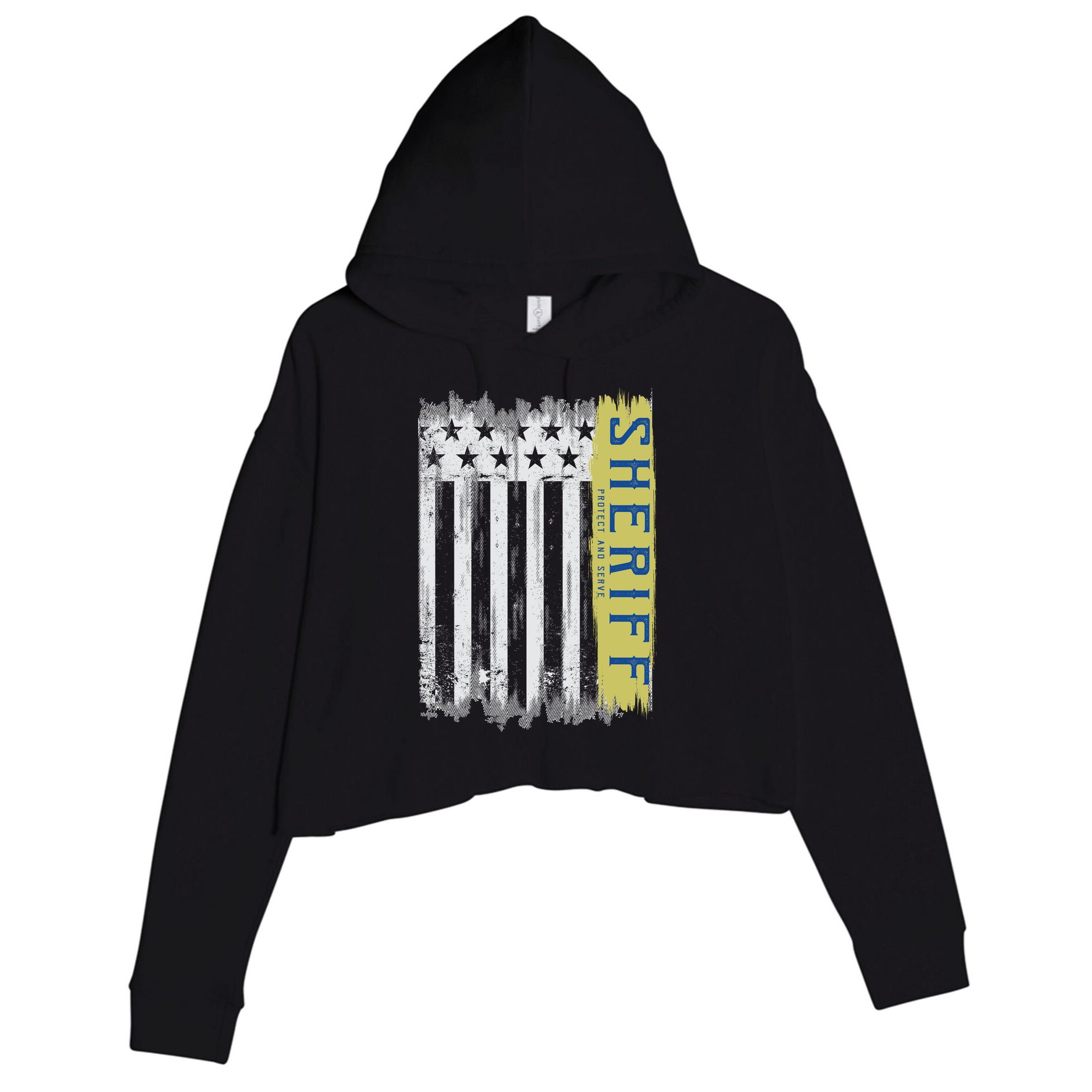 Sheriff American Flag Protect And Serve Crop Fleece Hoodie