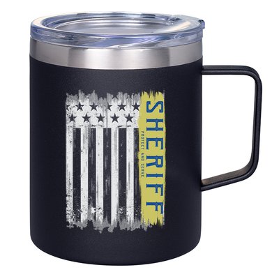 Sheriff American Flag Protect And Serve 12oz Stainless Steel Coffee Mug